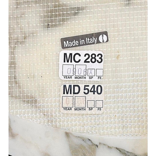 2000 - 2009 Florence Knoll Oval Carrara Marble Dining Table, Signed Stainless Steel Base For Sale - Image 5 of 6