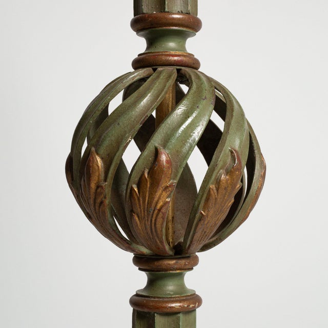 1940s 1940s France Deep Ebony Black Ebonized Floor Lamp For Sale - Image 5 of 11