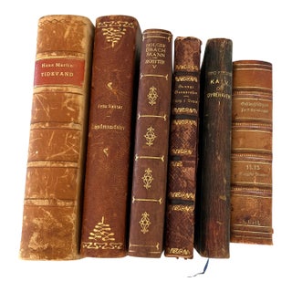 Antique Leather Bound Books in Danish, Dating From Late 1800’s/Early 1900’s, Group of 6 For Sale
