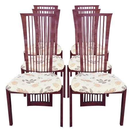 Lacquer and Fabric Dining Chairs by Pietro Costantini, 1980, Set of 6 For Sale