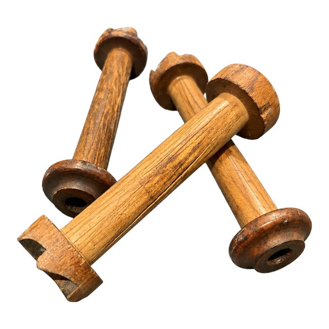 Late 19th/Early 20th-Century Solid Wood Textile Mill Bobbins – Set of 3 For Sale