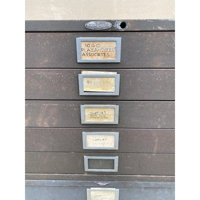 Mid 20th Century Vintage Cole Steel Metal Industrial Stacking Flat File Map Cabinet W/ 10 Drawers For Sale - Image 5 of 12