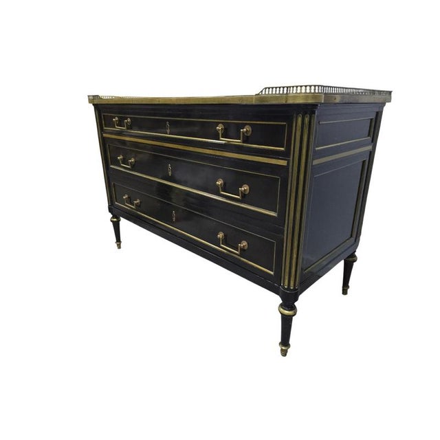 Ebonized Commodes with Marble Tops and Gilt Bronze Mounts, 1920s For Sale - Image 12 of 18