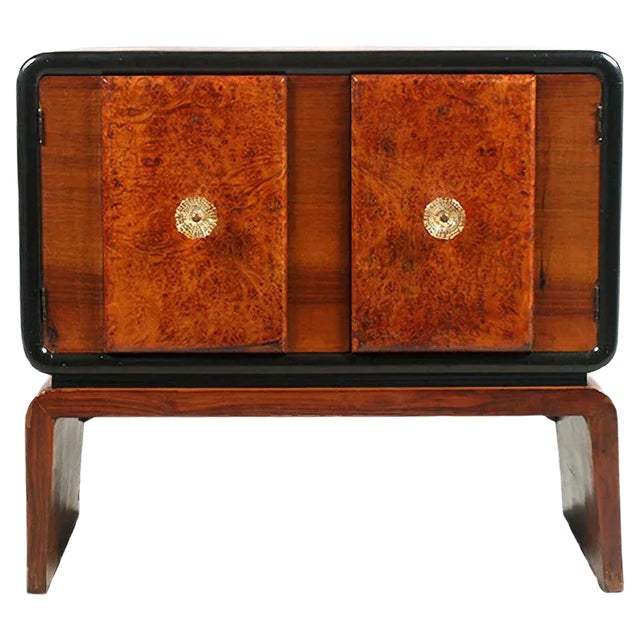 Art Deco Burl Walnut Bar Cabinet by Guglielmo Urlich for Meroni & Fossati, 1930s For Sale