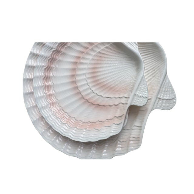 Vintage Otagiri Japanese Blush Pink Ceramic Scallop Shell Dish Set of 3 — Coastal Decor For Sale - Image 4 of 4