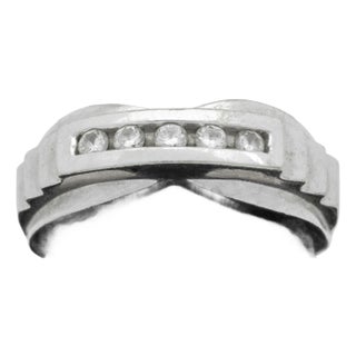 14k White Gold Diamond Channel Ring For Sale