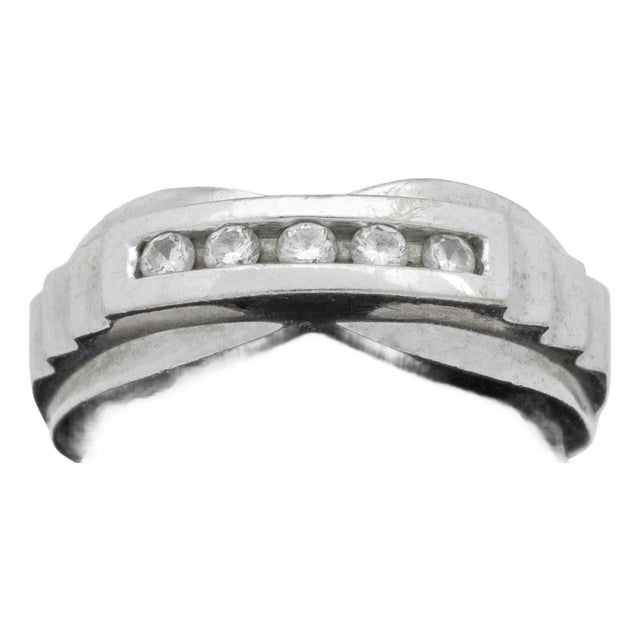14k White Gold Diamond Channel Ring For Sale