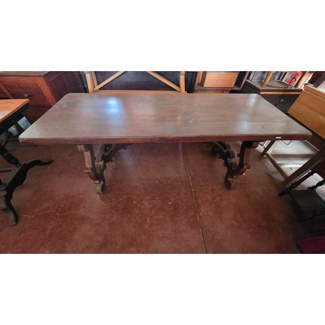 Wood Rustic Handcrafted Chestnut Lyre Table, 1980s For Sale - Image 7 of 10