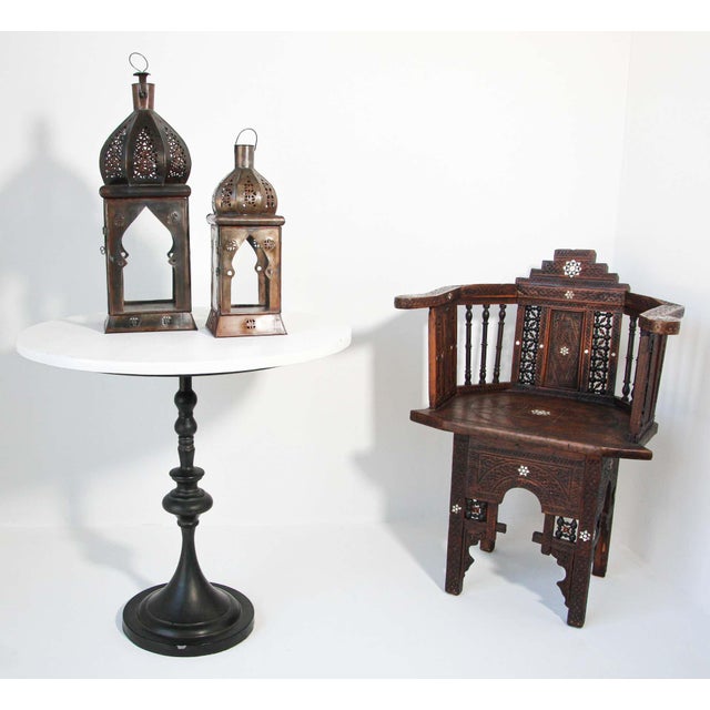 Bronze Moroccan Square Tole and Clear Glass Candle Lantern For Sale - Image 8 of 18