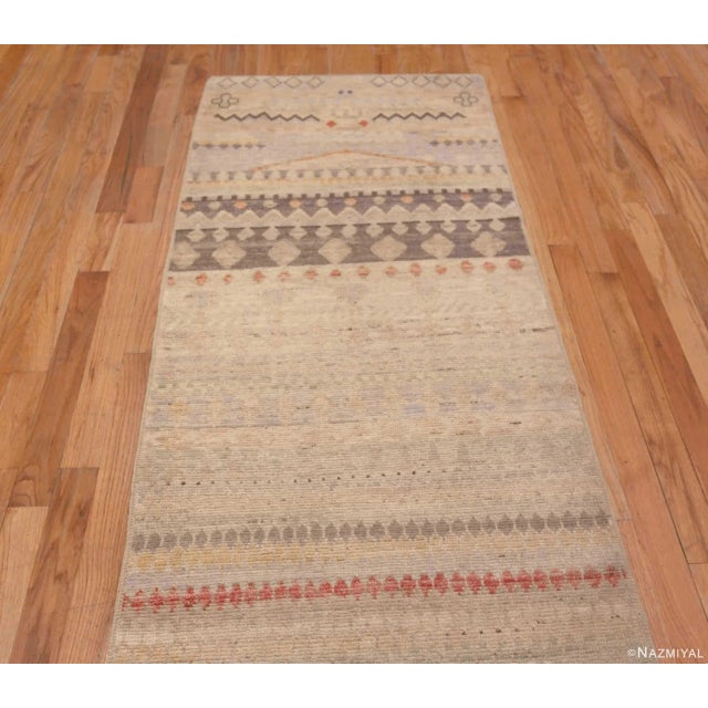 A Truly Magnificent And Artistic Tribal Nomadic Geometric Design Modern Hallway Runner Rug, Country of Origin: Central...