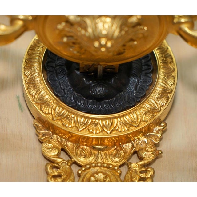 Italian 24ct Gold Plated Four Candle Sconces in Bronze, Set of 2 For Sale - Image 9 of 16