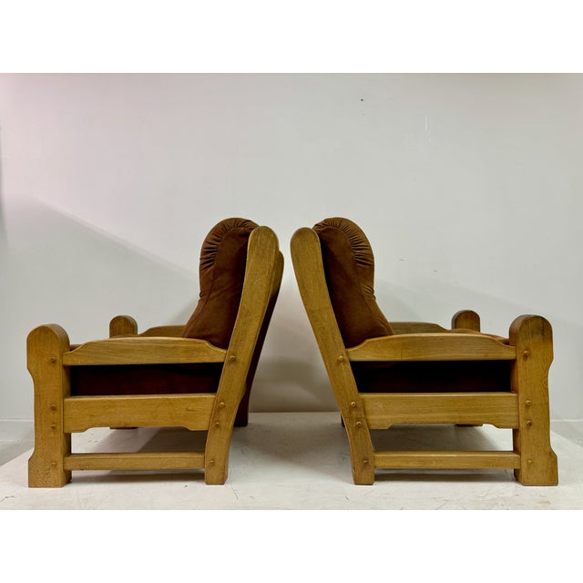 Set of Brutalist Armchairs in Oak, 1960s For Sale - Image 13 of 18