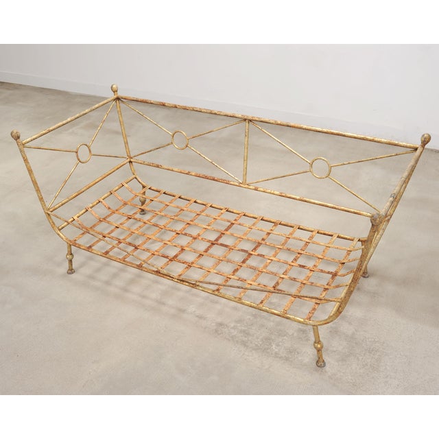 Metal Giacometti Style Neoclassical Gilt Iron Daybed or Sofa 7 Ft For Sale - Image 7 of 18