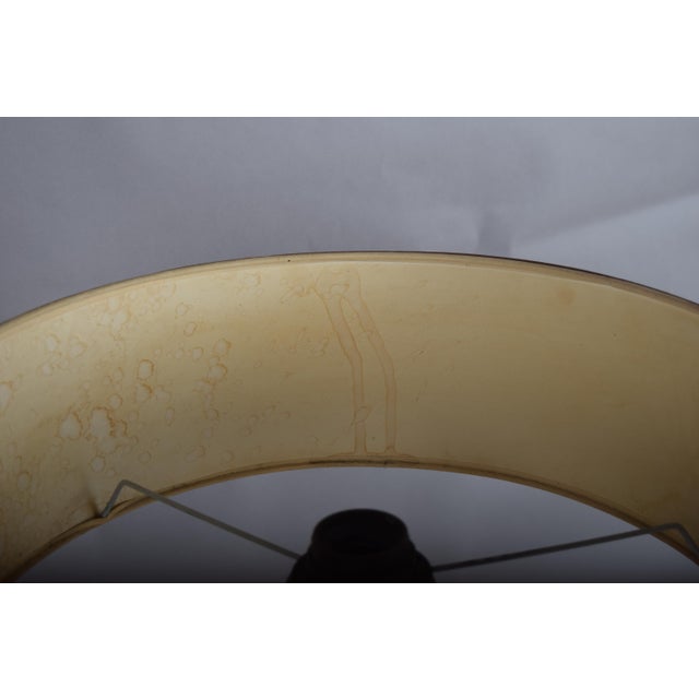 Mid-Century Leather and Brass Table Lamp with Drum Shade, 1950s For Sale - Image 10 of 12