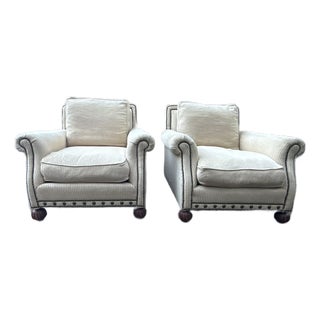 1980s Ralph Lauren by Henredon Down-Filled Lounge Chairs, Pair For Sale