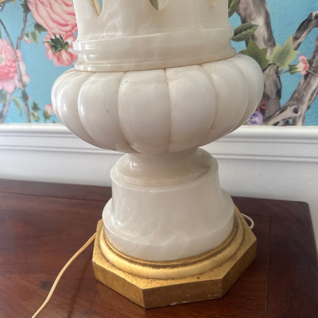 Mid 20th Century Marbro White Alabaster Table Lamp For Sale - Image 9 of 12