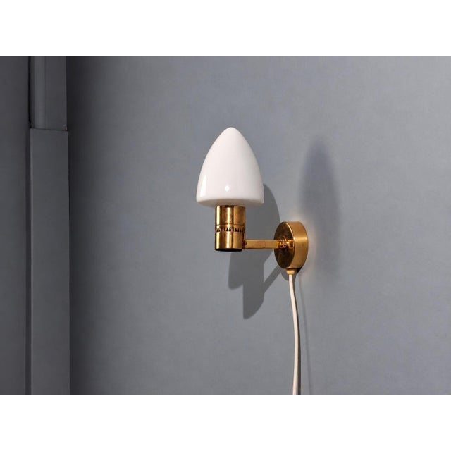 1960s Hans-Agne Jakobsson, Wall Sconce, Brass, Opaline Glass, Sweden, 1960s For Sale - Image 5 of 12