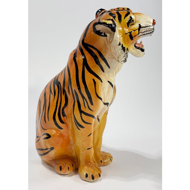 Vintage Italian HandPainted Tiger Statue Chairish