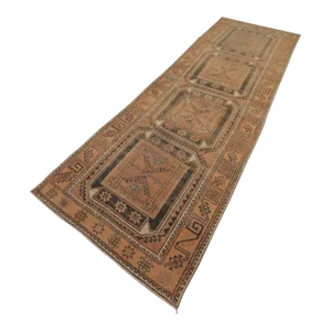 1970s Turkish Brown Hand Knotted Runner