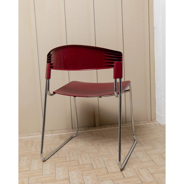 Red Vintage Stacking Chair by Paolo Favaretto for Assisa, 1986 For Sale - Image 8 of 11