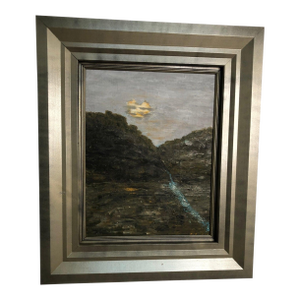Late 20th Century Original Oil on Canvas – Impressionist Landscape With Moonlight