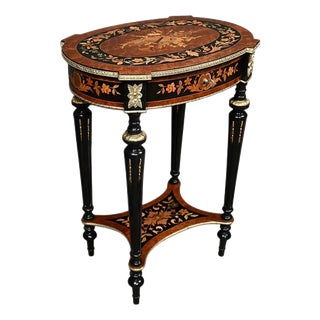 Antique Napoleon III Marquetry Side Table, 1800s For Sale