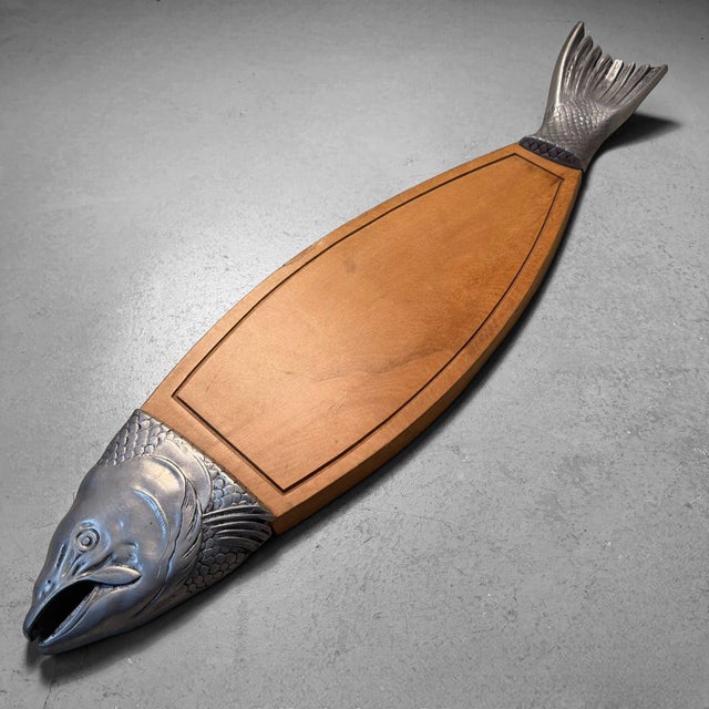 1960s Vintage Fish-Shaped Serving Board Salmon, Japan, 1960s For Sale - Image 5 of 18