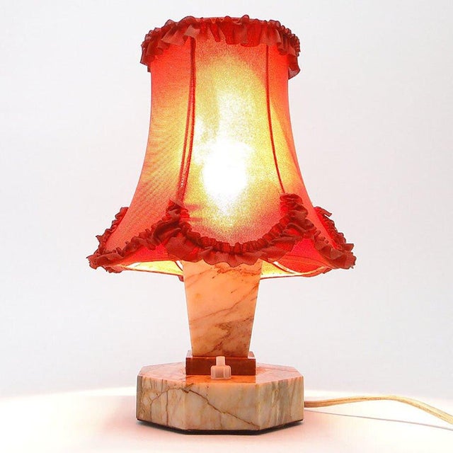Art Deco Stone Table Lamp, Czechoslovakia, 1930s For Sale - Image 9 of 13