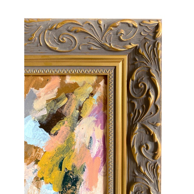 Abstract Expressionism "Around the Fire Pit" 2026 Mini Painting With Vintage Frame by Jessalin Beutler For Sale - Image 3 of 3