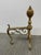 Brass Fireplace Andirons + Front Rail, Vintage, Set of Three For Sale - Image 4 of 12