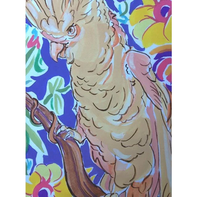 Contemporary Tropical Bird Gouache Painting, "Casual Cockatoo" Original by Kathleen Ney For Sale - Image 3 of 4