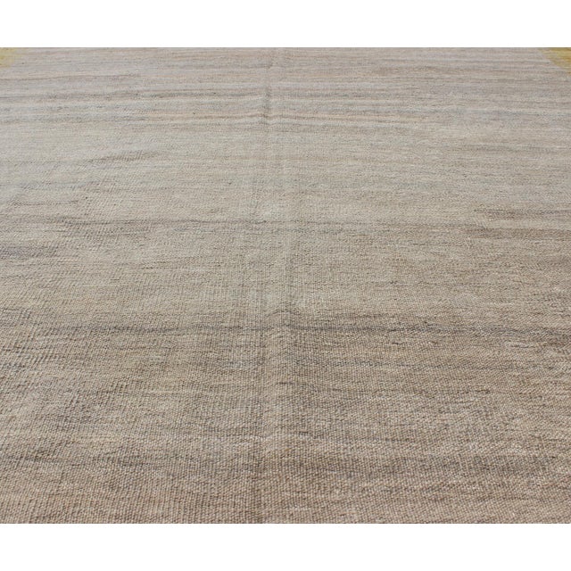 Modern Afghan Kilim Rug in Neutral Beige With Subtle Golden Border 5'3 X 6'7 For Sale In Atlanta - Image 6 of 12