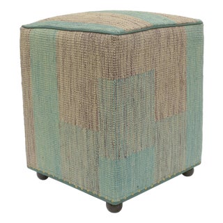 Abstract Handmade Kilim Upholstered Ottoman For Sale