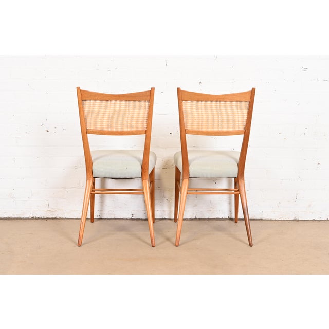 Paul McCobb for Directional Sculpted Mahogany and Cane Dining Chairs or Side Chairs, Pair For Sale - Image 11 of 12