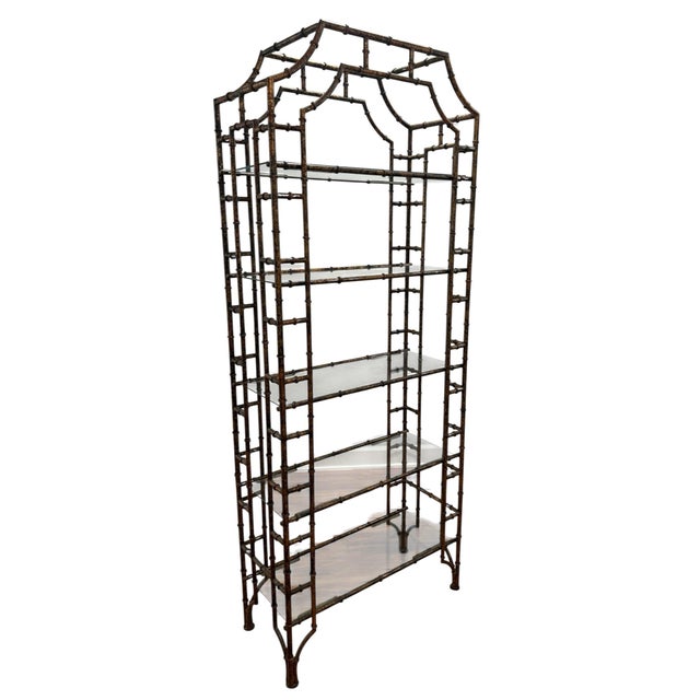 Mid 20th Century Hollywood Regency Faux Bamboo Etagere For Sale - Image 5 of 8