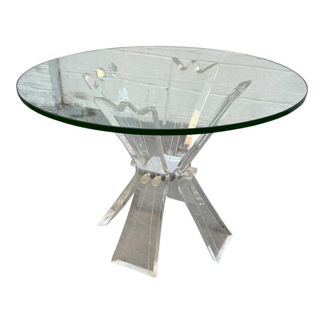 Mid 20th Century Hollywood Regency Style Lucite and Glass Dining Table For Sale