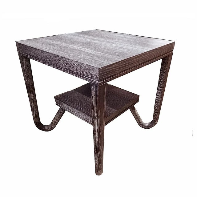 The "York" end or side table, hand-made in America and designed by New York designer Raul Carrasco. Solid oak top with...