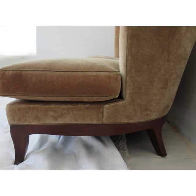Taupe C. 2000 Donghia "Geneva," Coll. Walnut Framed Sofa With Donghia Cotton-Velvet Textile For Sale - Image 8 of 18