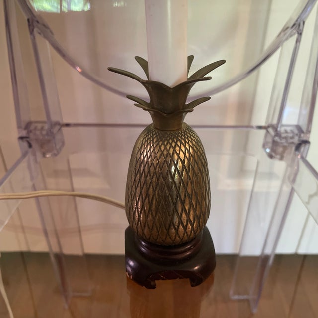 Brass Pineapple Candlestick Lamp. Great small size for a bookcase, Secretary desk, accent table, or even kitchen cabinet....