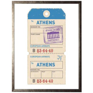 Athens Travel Ticket in Pewter Shadowbox - 23.5ʺ X 29.5ʺ For Sale