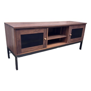 Room & Board Linear Walnut Media Cabinet For Sale