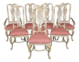 Set 2 Paint Decorated Chinoiserie Paint Decorated Dining Side Chairs Italian Style