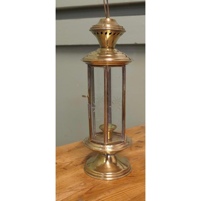 Vintage Etched Glass 6-Sided Candle Lanterns, 1970, Set of 2 For Sale - Image 3 of 9