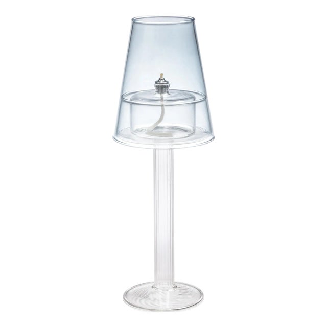 Dauphine Table Lamp with 3 oz Votive Oil Lamp, Corydalis Blue For Sale
