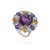 Handcrafted 15.5Ct Aquamarine & Blue Topaz Silver Ring With Amethyst and Citrine Accents - Size 8 For Sale - Image 4 of 15