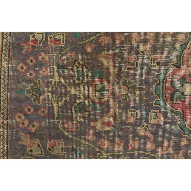 Tabriz Rug 9’5” X 12’3” Violet Wool Vintage Distressed Hand-Knotted Carpet For Sale - Image 10 of 15