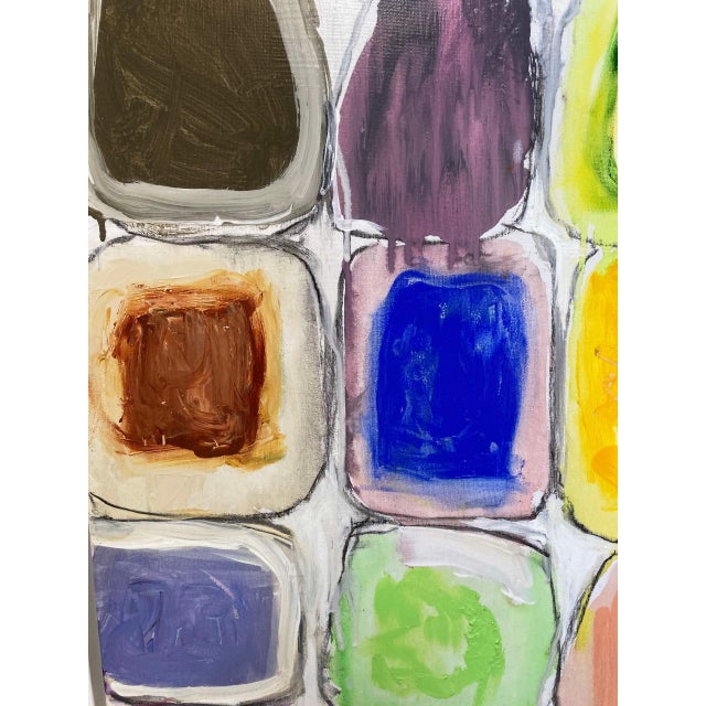 "Gridish #6" Contemporary Abstract Mixed-Media Painting by G. Campbell Lyman, Framed For Sale - Image 4 of 6