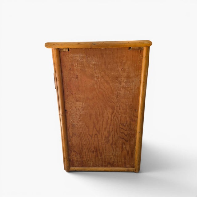 1950s Mid Century Rattan Grasscloth Streamline Wood Desk and Chair For Sale - Image 9 of 11