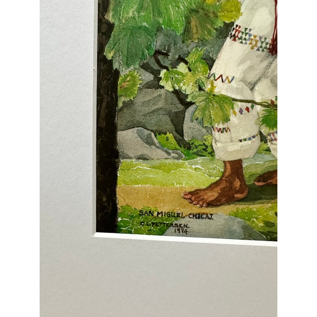 Vintage Carmen L. Pettersen Print "San Miguel Chicaj" 1974 Guatemalan Mayan Art - 11x14 Matted For Sale - Image 4 of 6