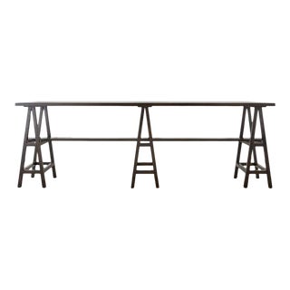 Modern Triple Pedestal Sawhorse Console Table or Bar For Sale